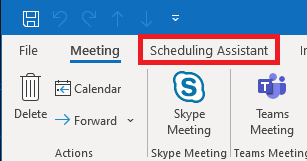 Screenshot - Switch to Scheduling Assistant view within the meeting request
